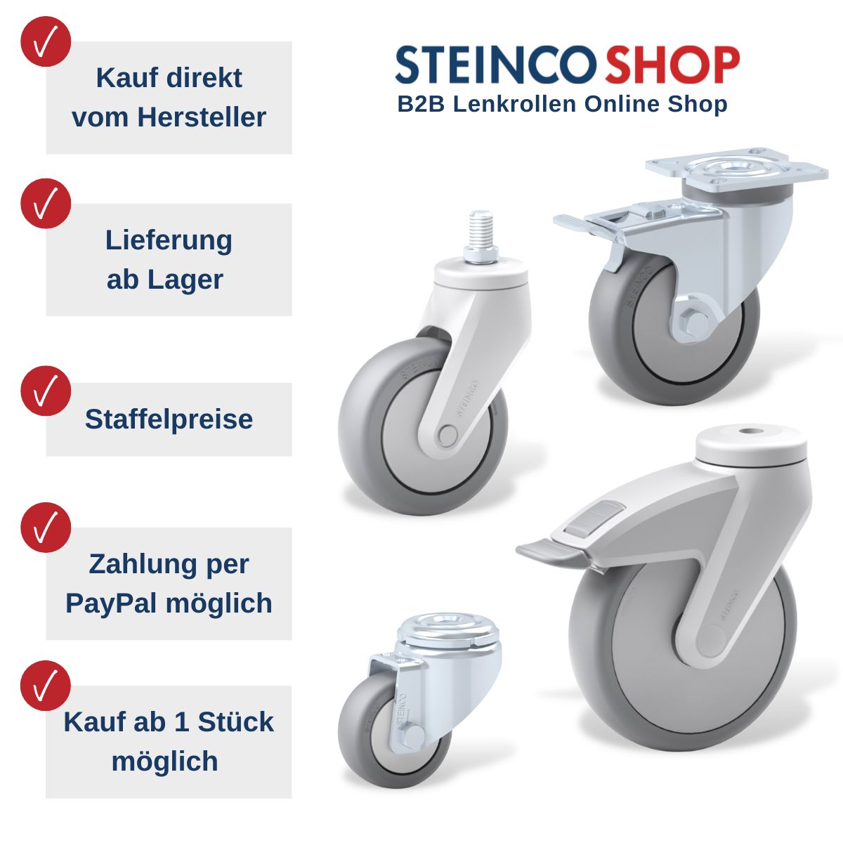 STEINCO SHOP Vorteile Kauf direkt vom Hersteller, Lieferung ab Lager, Staffelpreise, Zahlung per Paypal möglich, Kauf ab 1 Stück 