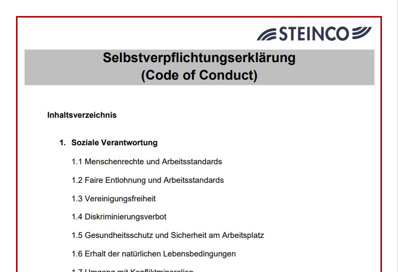 STEINCO Code of conduct