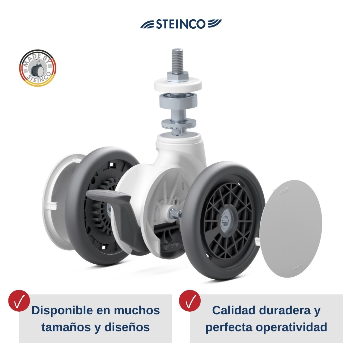 Rueda giratoria con freno PA/PU Ø 100mm - con rodamiento de bolas