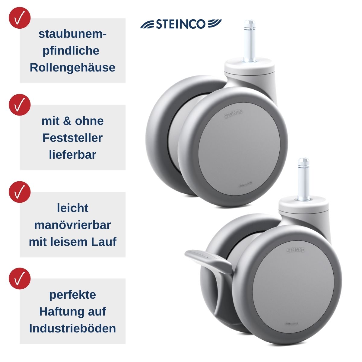Doppelrollen aus Kunststoff für Betriebseinrichtung & Betriebsausstattung - Premium Qualität - STEINCO Rollen und Räder