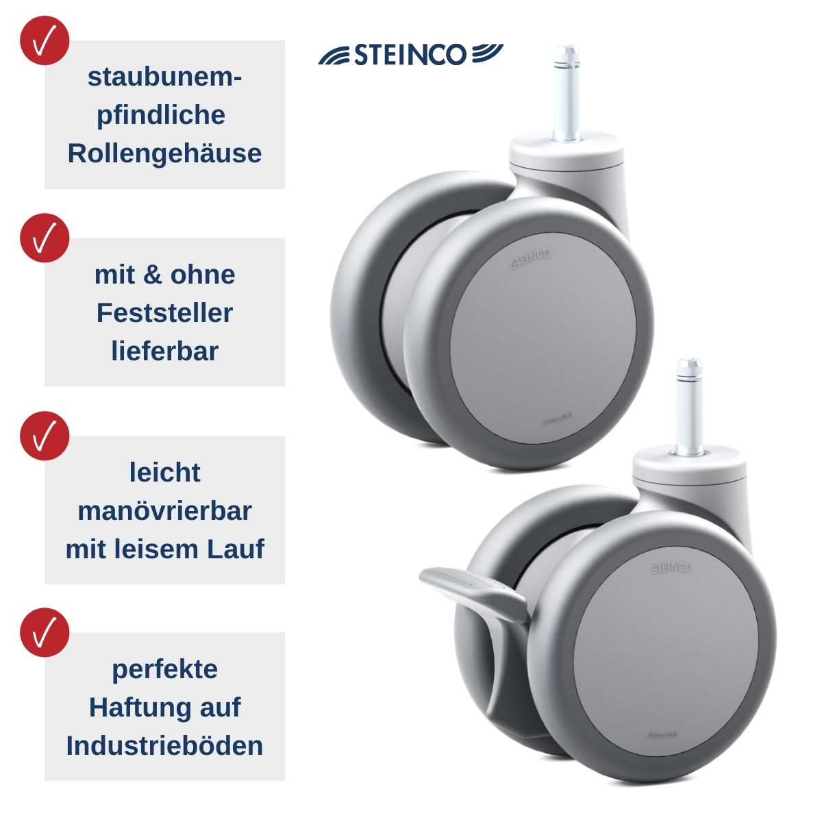 [Translate to Schwedisch:] Doppelrollen aus Kunststoff für Betriebseinrichtung & Betriebsausstattung - Premium Qualität - STEINCO Rollen und Räder