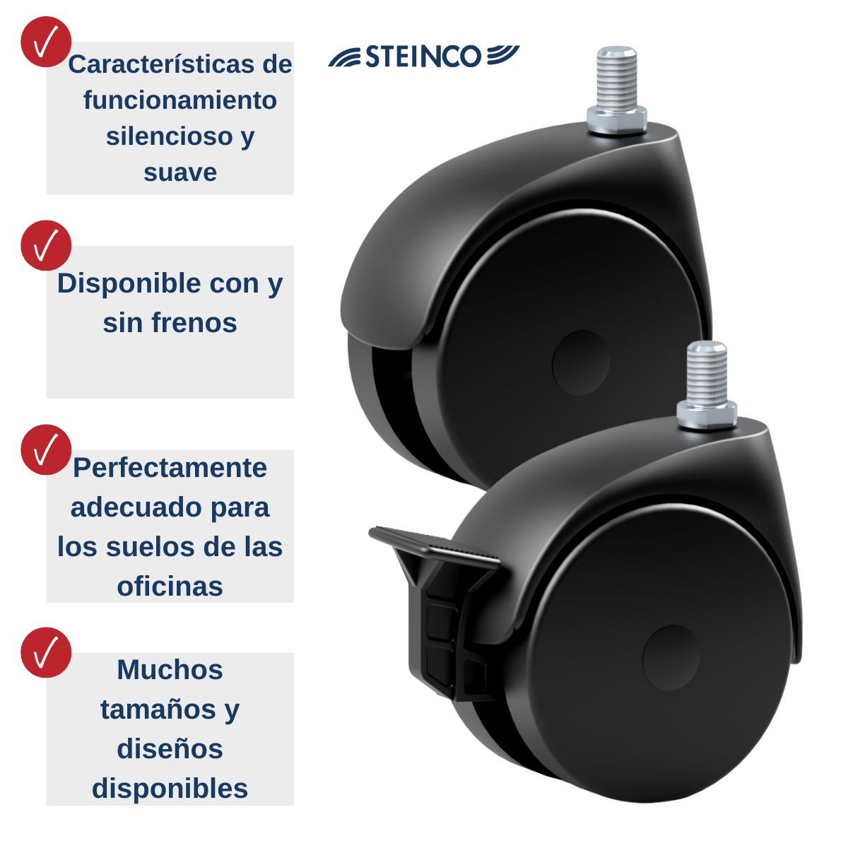 Ruedas profesionales para muebles de oficina y laboratorio en calidad  industrial