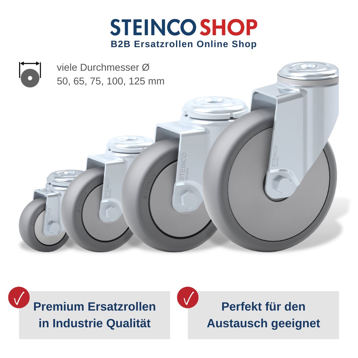 Premium Ersatzrollen in Industrie-Qualität online kaufen, Einzel- und Doppel-Ersatzrollen vom Hersteller kaufen, Lenkrollen-Ersatzrollen Onlineshop, Ersatzräder für Möbel kaufen