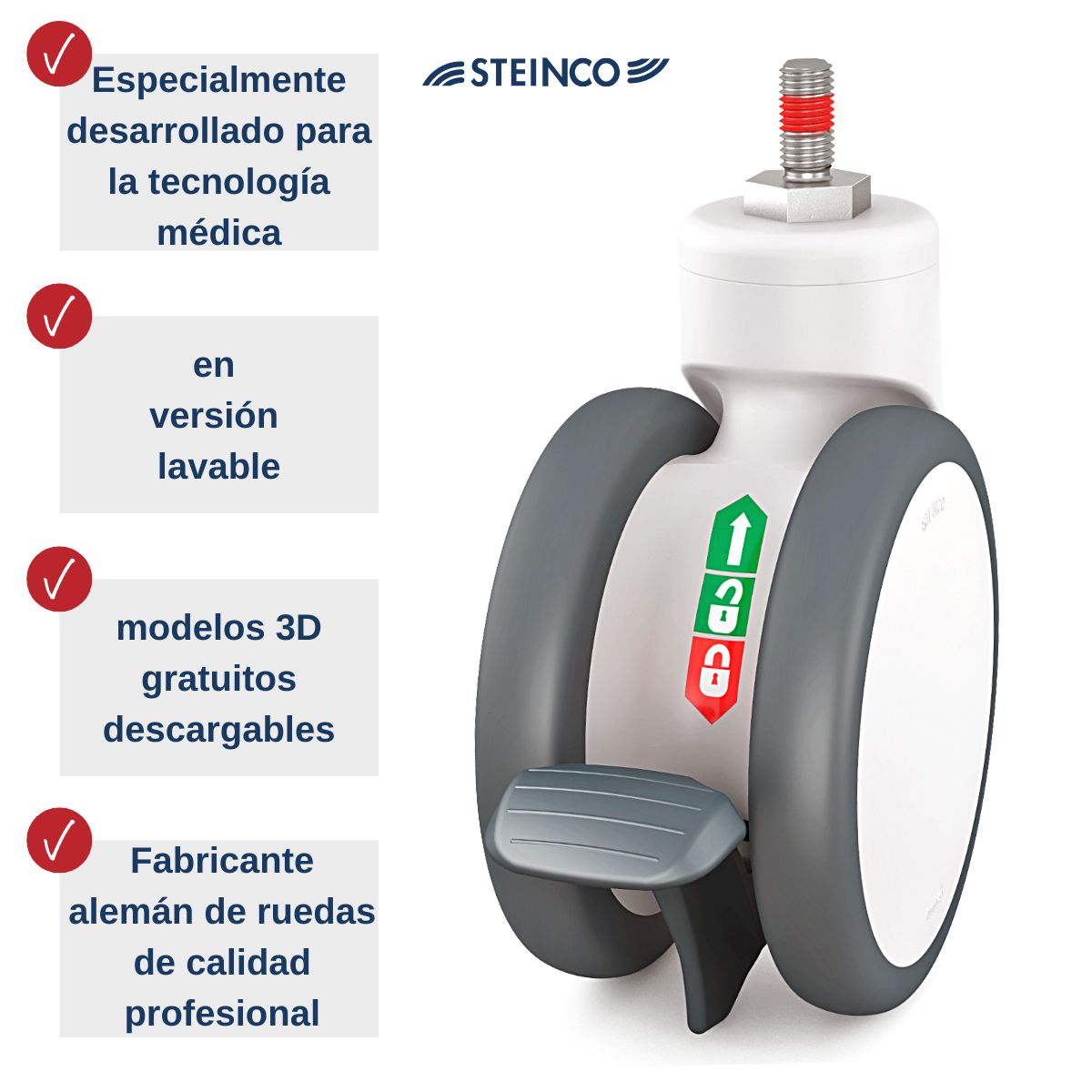 Ruedas para tecnología médica - ruedas para tecnología médica en diseño lavable y antibacteriano - modelos 3D gratuitos - fabricante alemán de ruedas