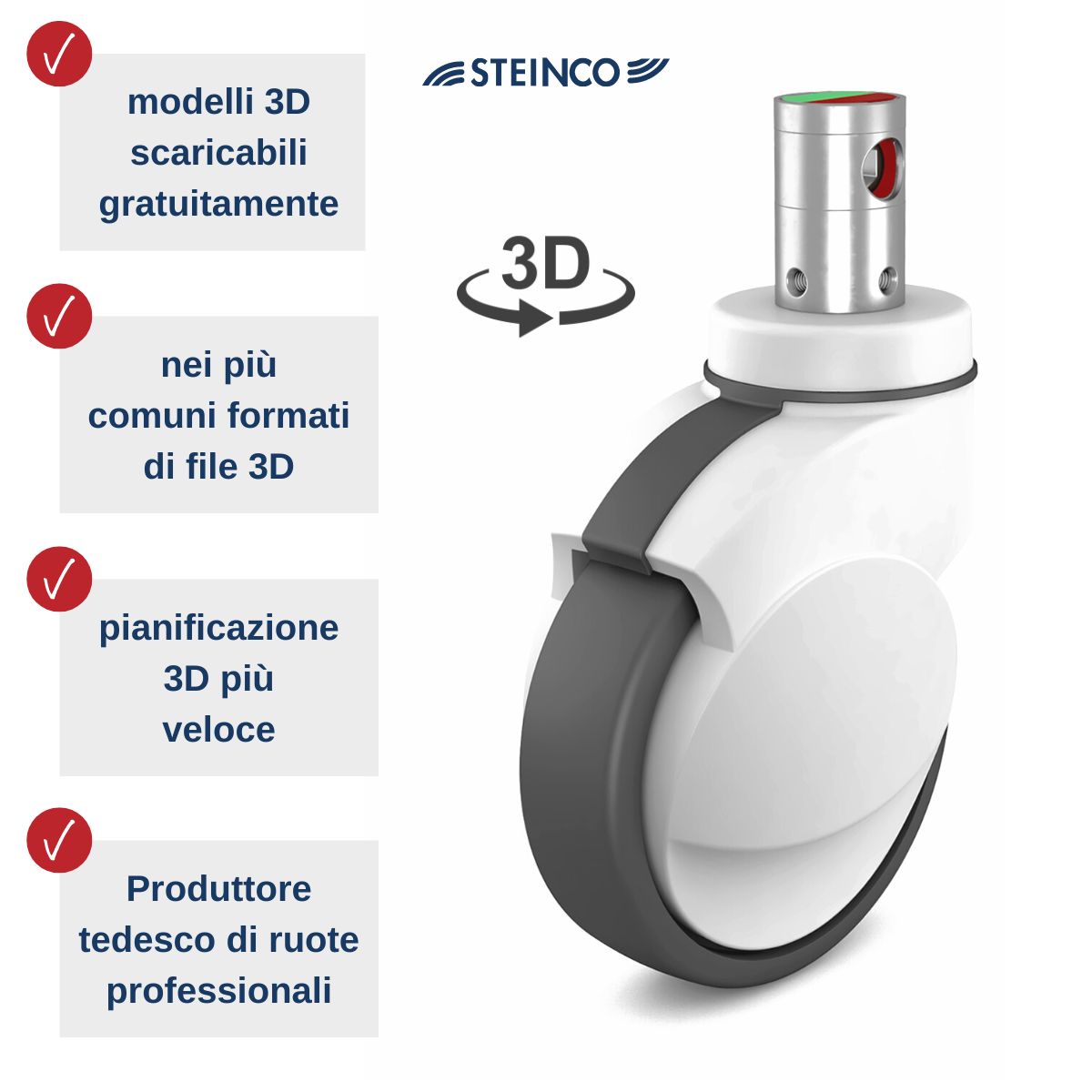 Ruote e supporti per letti di degenza, modelli 3D gratuiti di ruote con supporti per letti di degenza e per anziani rivolti a progettisti, sviluppatori di prodotti, tecnici in vari formati 3D