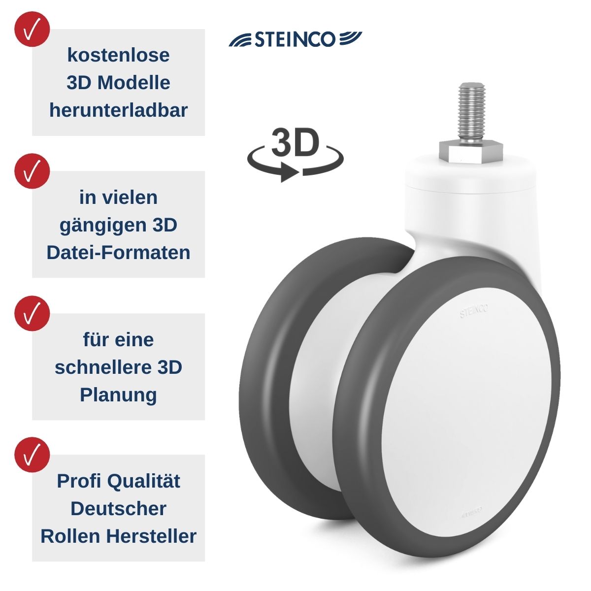 Rollen und Räder für Praxiseinrichtung und Praxisausstattungen - kostenlose 3D Modelle für die schnelle Planung