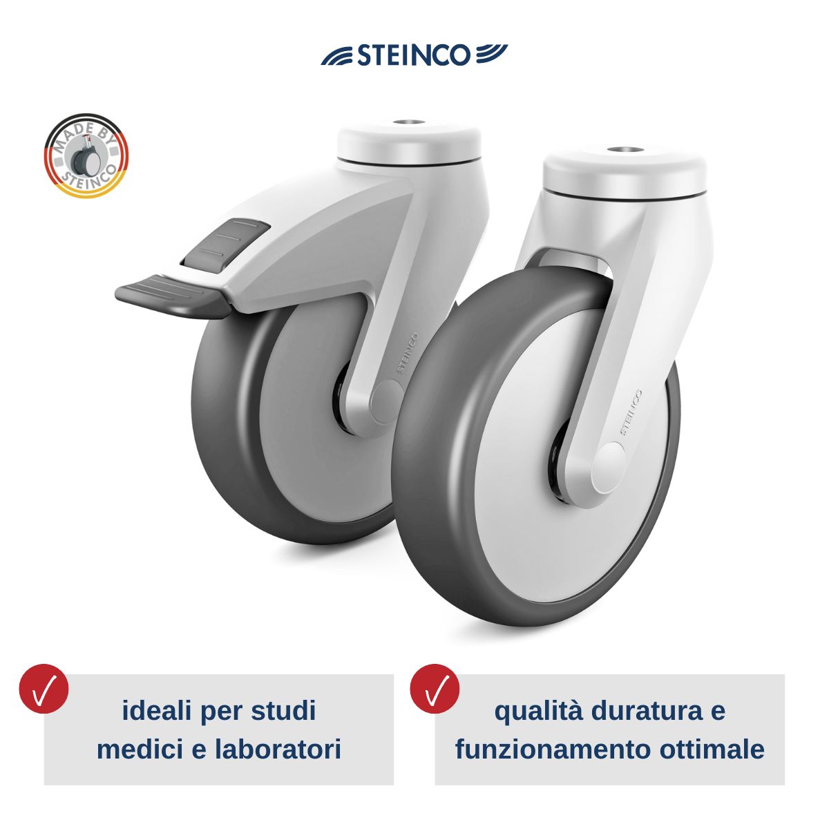 Ruote e supporti per ambulatori e mobili per studi medici