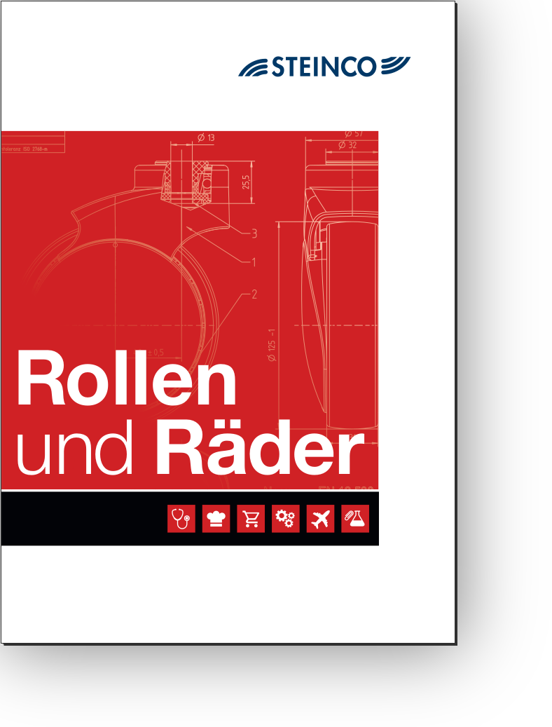 [Translate to Spanisch:] STEINCO Katalog Rollen, Räder, Lenkrollen, Bockrollen, Doppelrollen, Doppellenkrollen