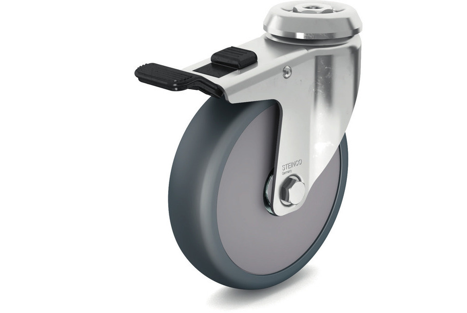 Stainless steel castor with directional lock 