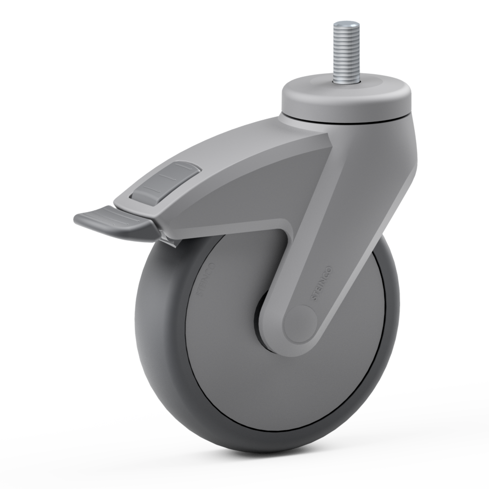2.CGB0.NDA0, Single wheel swivel castor, ∅ 100 mm, Ball bearing, TPE, Screw