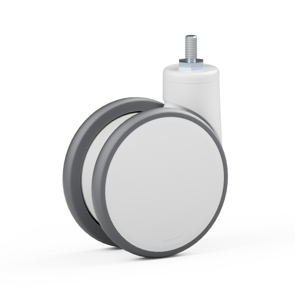 3.SEA0.FQH0, Rueda giratoria doble, ∅ 150 mm, Cojinete a bolas, TPU, Perno roscado