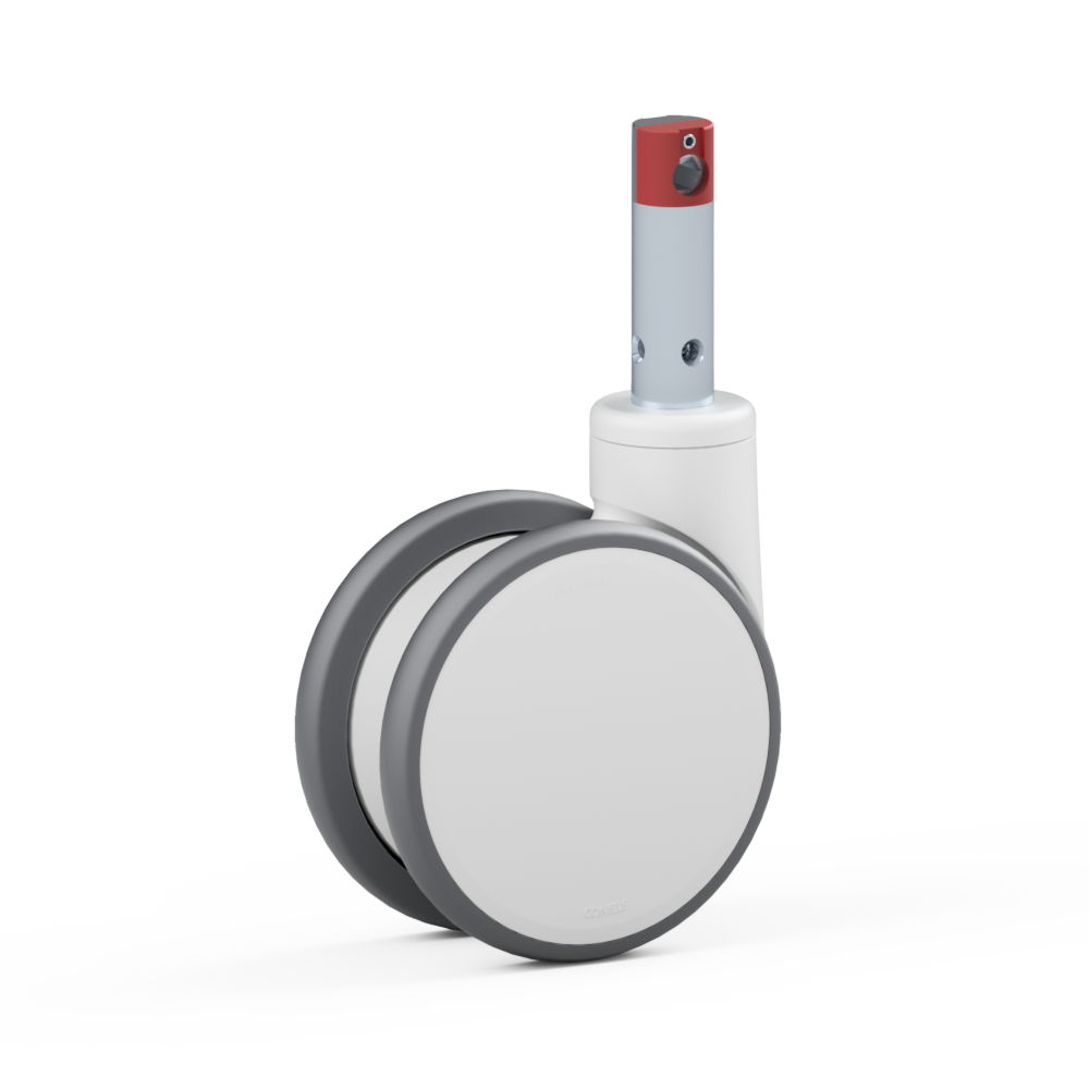 4.SNF0.FQB0, Rueda giratoria doble, ∅ 150 mm, Cojinete a bolas, TPU, Perno para cierre centralizado