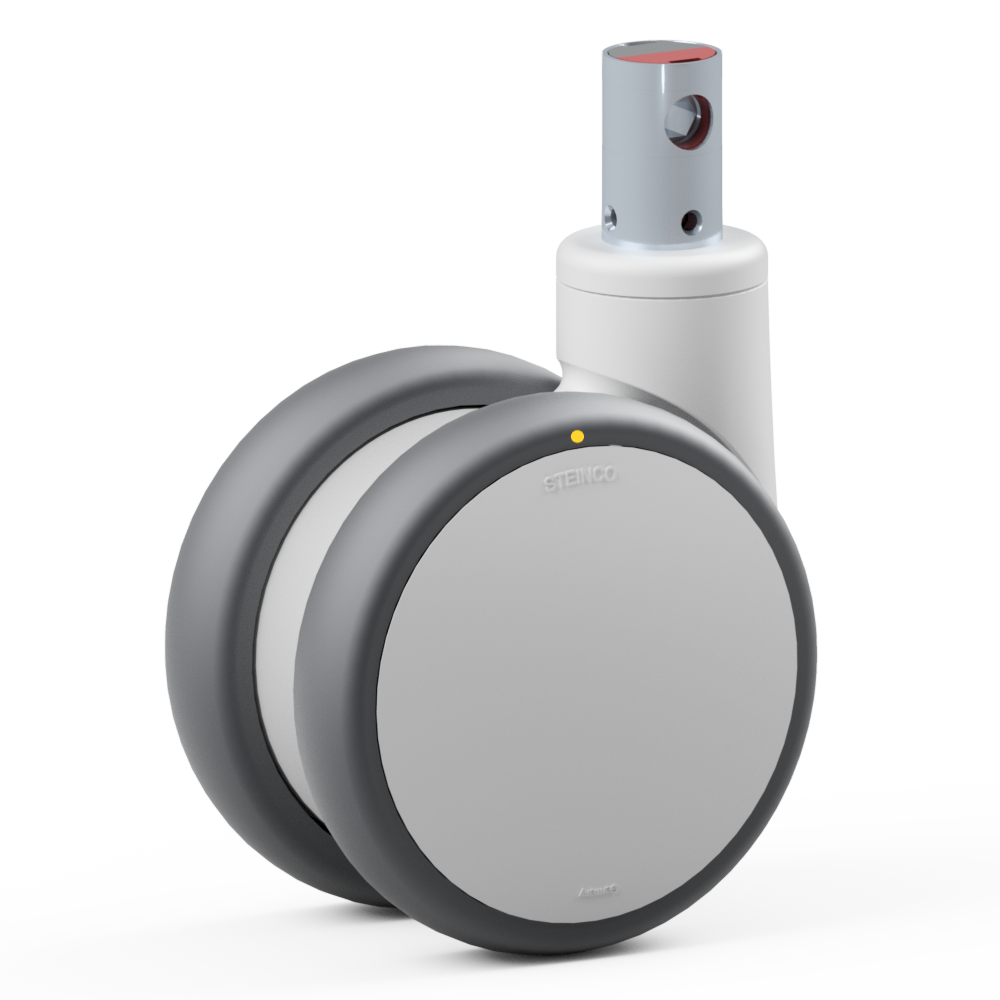 4.YKM0.DUB0, Double swivel castor, ∅ 150 mm, Ball bearing, TPU, Stem for central locking