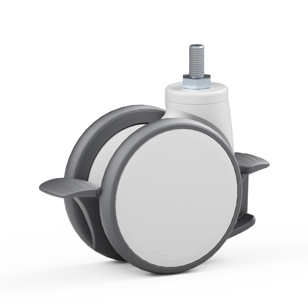 4.TTAA.FRA1, Double swivel castor, ∅ 125 mm, Ball bearing, TPU, Threaded bolt