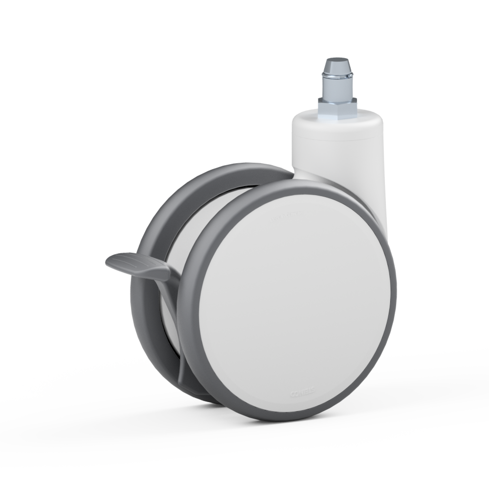 4.SK50.FQH0, Rueda giratoria doble, ∅ 150 mm, Cojinete a bolas, TPU, Perno con anillo de sujeción