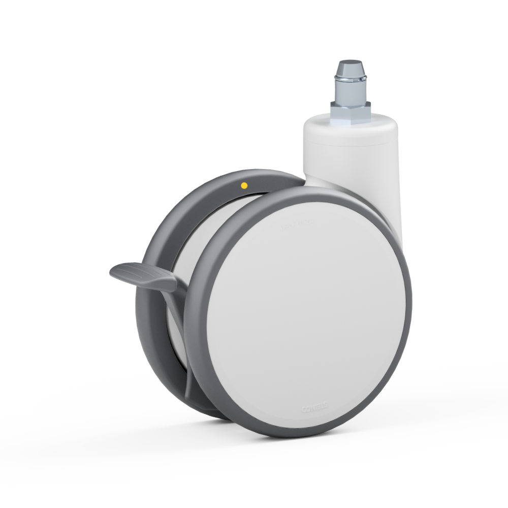 4.SK60.FQJ0, Rueda giratoria doble, ∅ 150 mm, Cojinete a bolas, TPU, Perno con anillo de sujeción