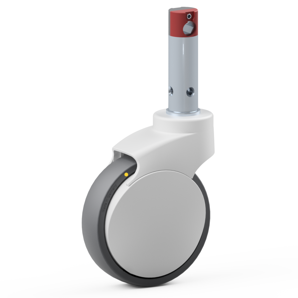 2.XUP0.PTC0, Single wheel swivel castor, ∅ 100 mm, Ball bearing, TPU, Stem for central locking
