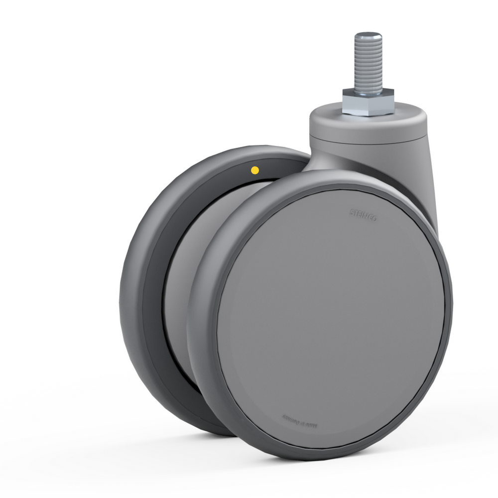 3.TAC0.FPC0, Double swivel castor, ∅ 125 mm, Ball bearing, TPU, Threaded bolt