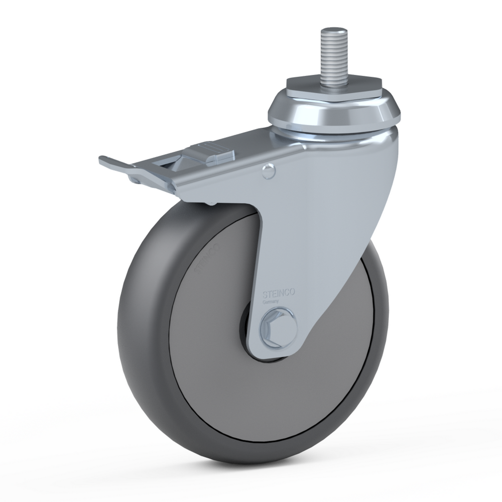 2.GM60.PKD0, Single wheel swivel castor, ∅ 150 mm, Ball bearing, TPU, Screw