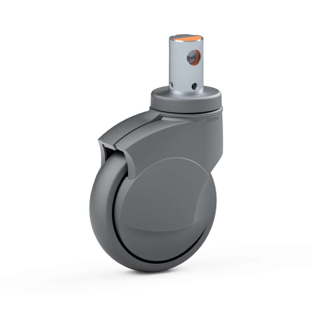 2.ZAA1.NNG1, Einrad-Lenkrolle, ∅ 125 mm, Kugellager, TPU, Bolzen für Zentralfeststellung