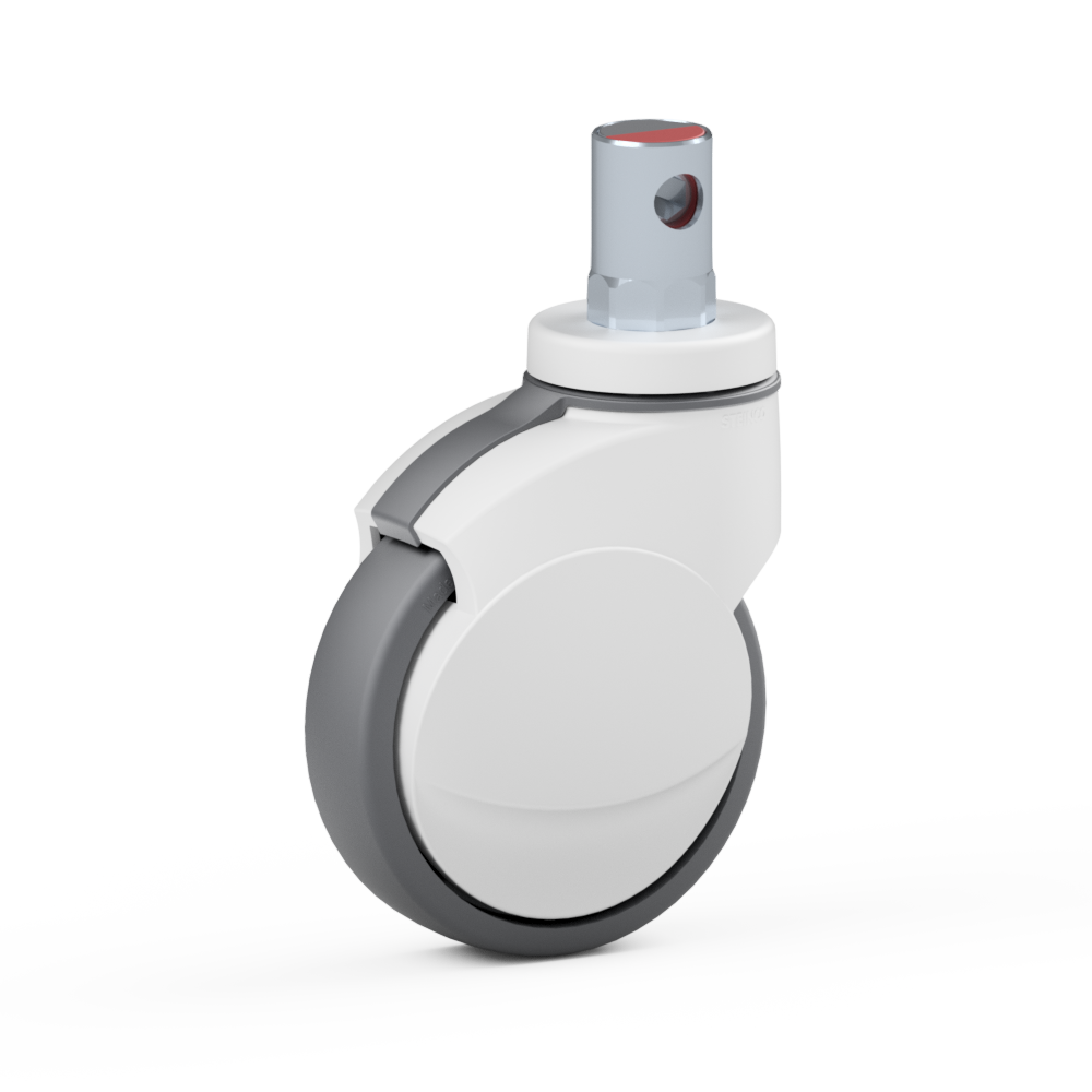 2.Z130.NN00, Single wheel swivel castor, ∅ 125 mm, Ball bearing, TPU, Stem for central locking