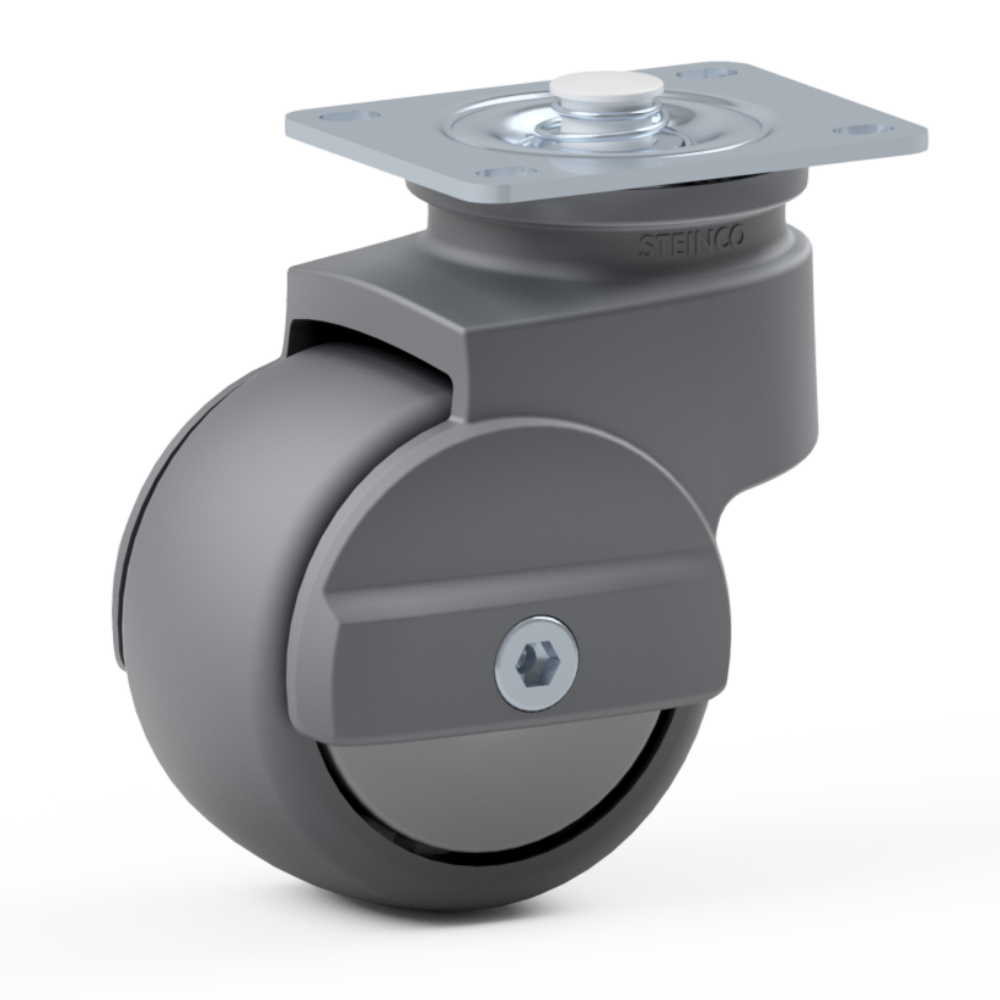 2.K750.E141, Single wheel swivel castor, ∅ 75 mm, Ball bearing, TPU, Mounting plate