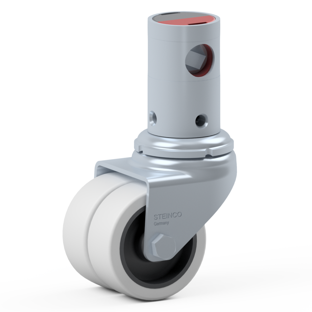 2.HC94.C580, Double swivel castor, ∅ 50 mm, Plain bearing, TPU, Stem for central locking