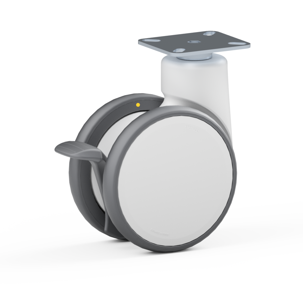 4.TQX0.FPD0, Double swivel castor, ∅ 125 mm, Ball bearing, TPU, Mounting plate