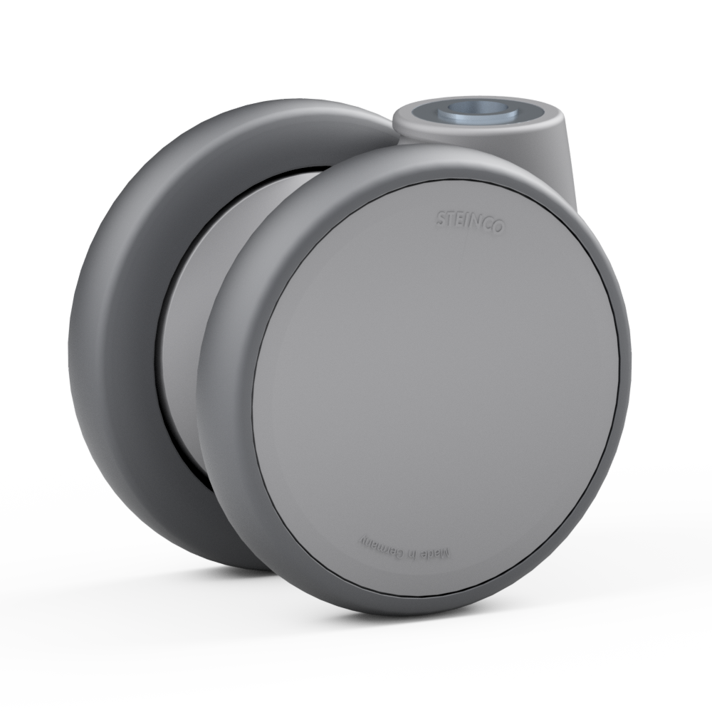 3.YNC0.FMA0, Rueda giratoria doble, ∅ 100 mm, Cojinete a bolas, TPU, Agujero pasante para