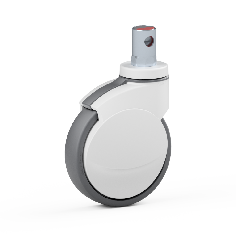 2.Z430.NP00, Single wheel swivel castor, ∅ 150 mm, Ball bearing, TPU, Stem for central locking
