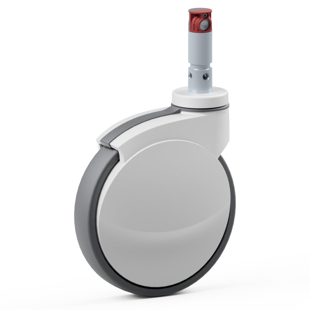 SERIES 899W, Article No.: 2.Z7N0.NQ00 2.Z7N0.NQ00, Single wheel swivel castor, ∅ 200 mm, Ball bearing, TPU, Stem for central locking