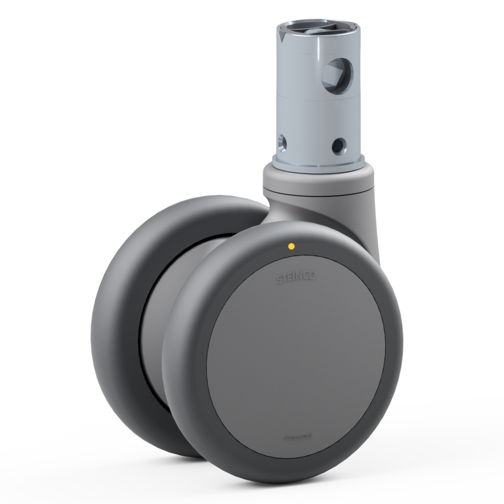 4.SBB0.DNC0, Double swivel castor, ∅ 100 mm, Ball bearing, TPU, Stem for central locking