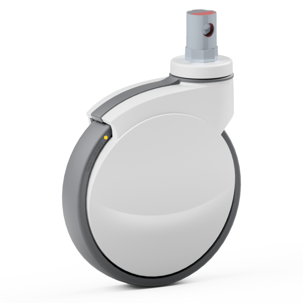 2.Z130.NN10, Single wheel swivel castor, ∅ 125 mm, Ball bearing, TPU, Stem for central locking