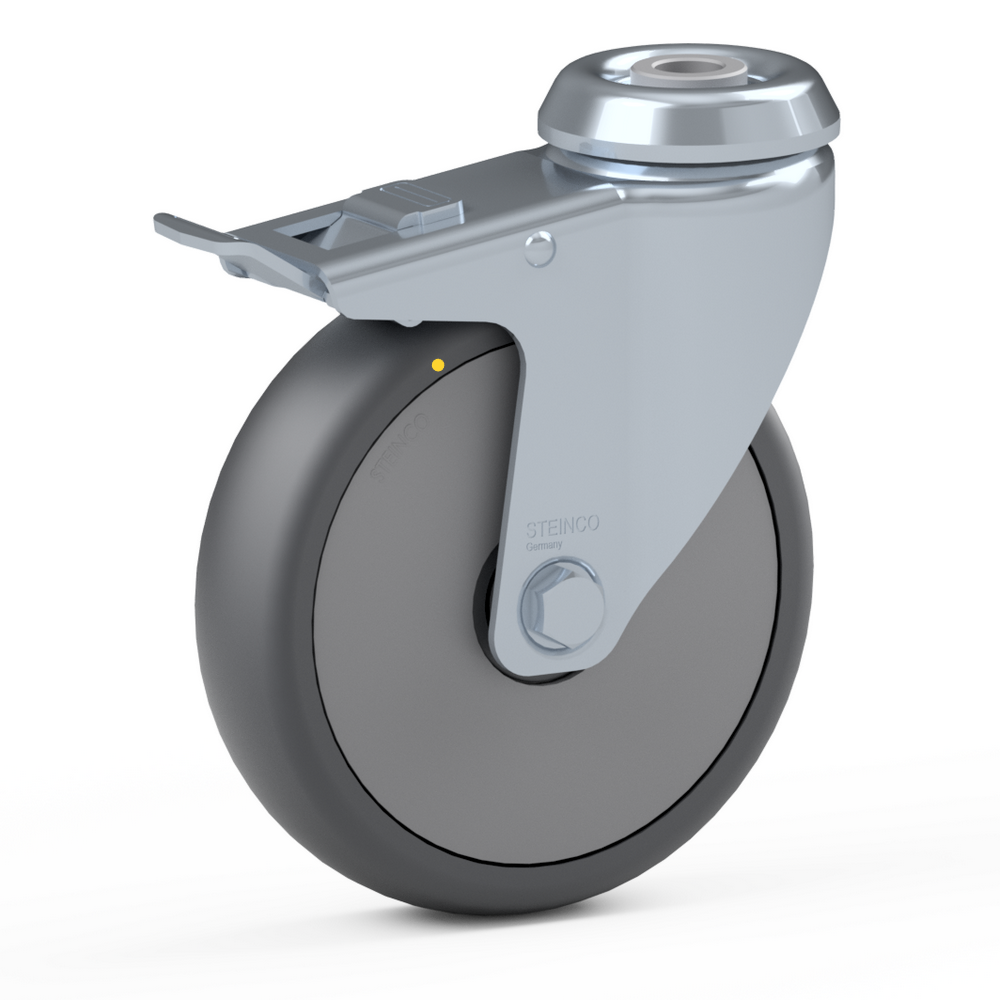 2.GMB0.PKC0, Single wheel swivel castor, ∅ 150 mm, Ball bearing, TPU, Bolt hole