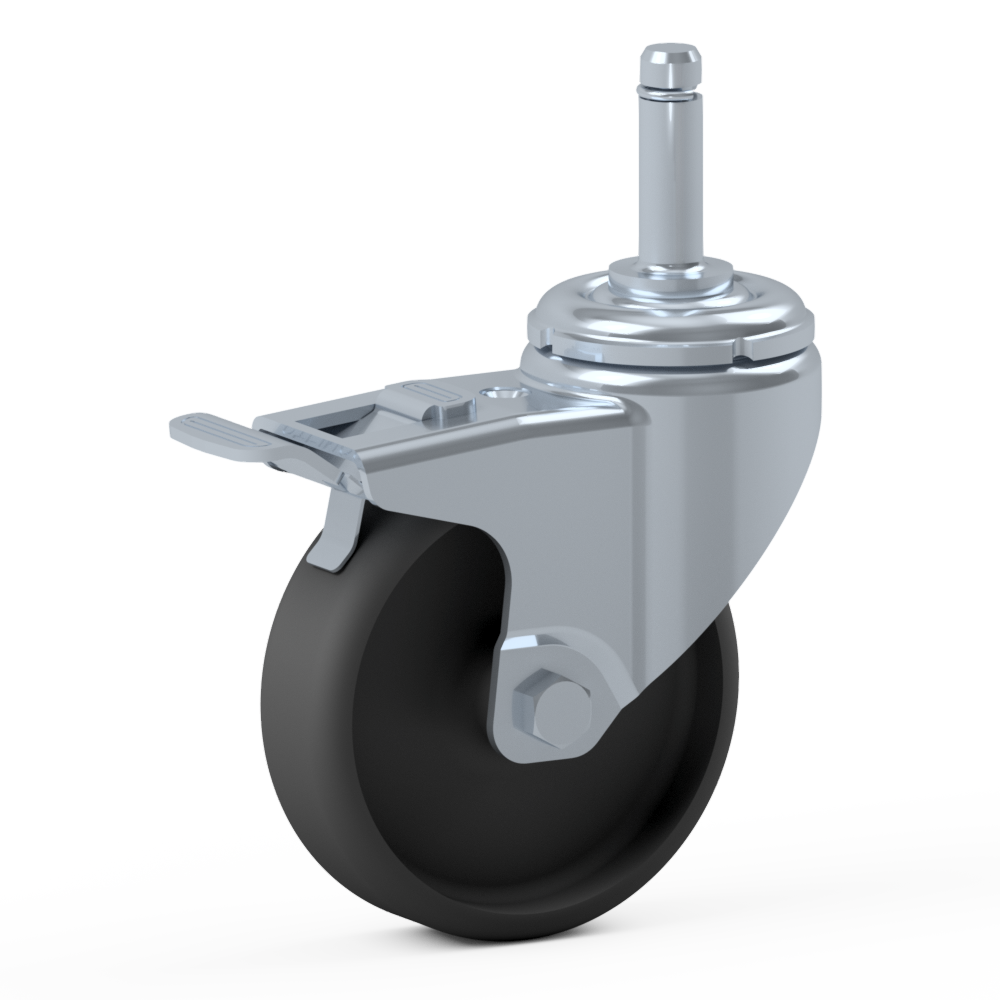 2.HHX0.E700, Single wheel swivel castor, ∅ 75 mm, Plain bearing, Polyamide, Stem with friction ring