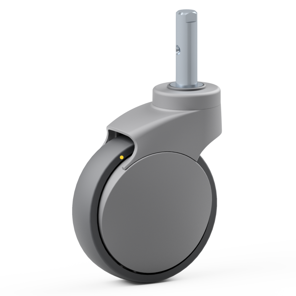 1.XNL0.PW30, Single wheel swivel castor, ∅ 125 mm, Ball bearing, TPU, Plain stem with transversal bore