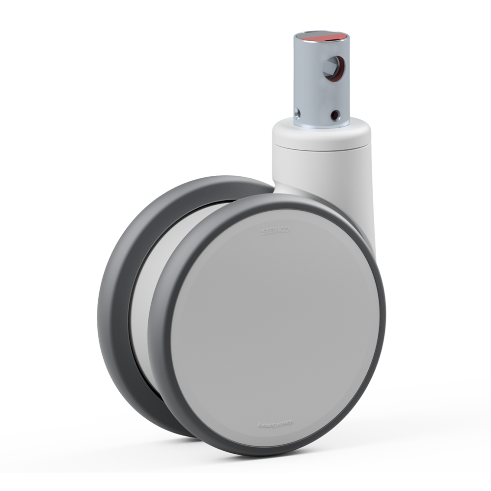 4.SPT0.FQB0, Rueda giratoria doble, ∅ 150 mm, Cojinete a bolas, TPU, Perno para cierre centralizado