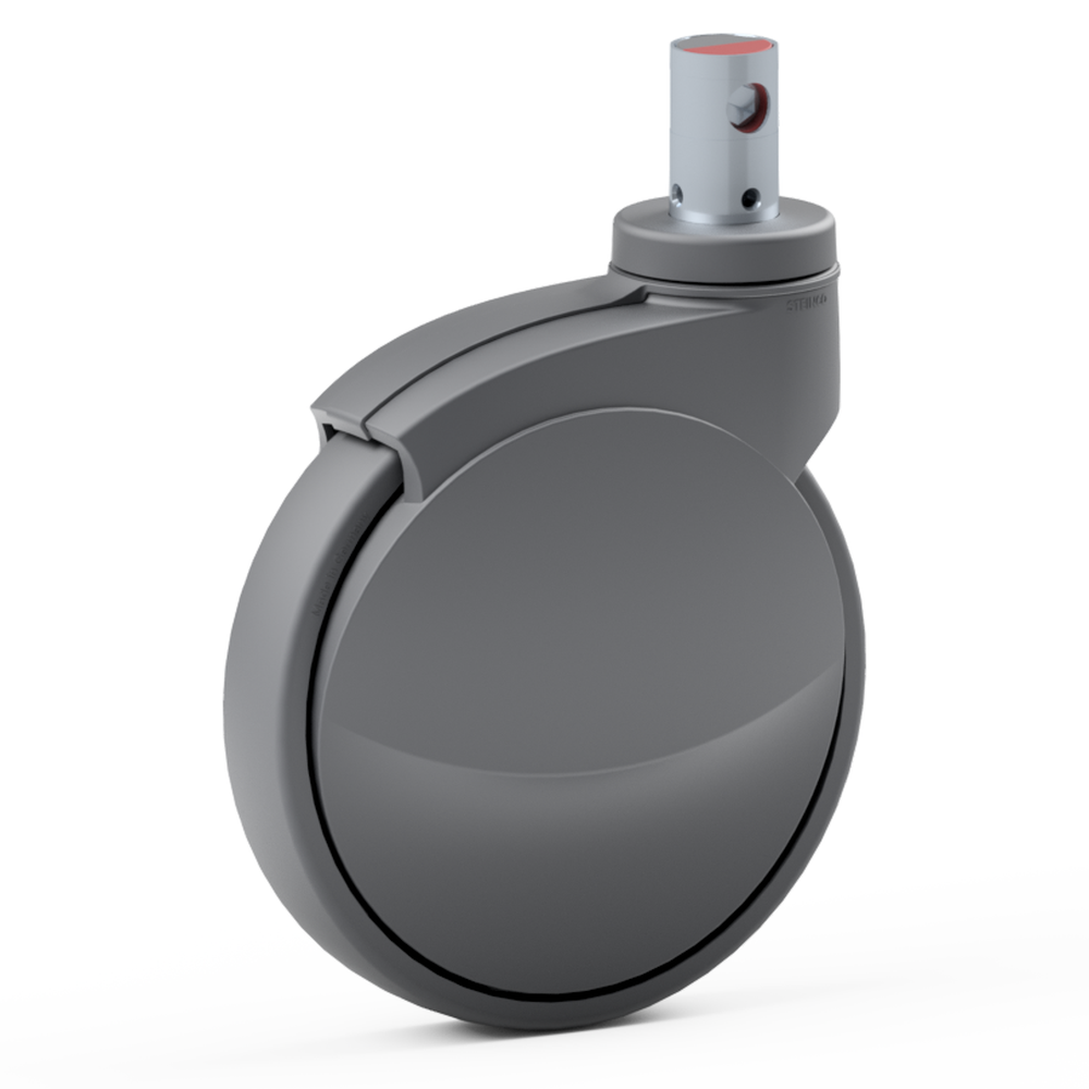 2.Z6C1.NQ01, Single wheel swivel castor, ∅ 200 mm, Ball bearing, TPU, Stem for central locking
