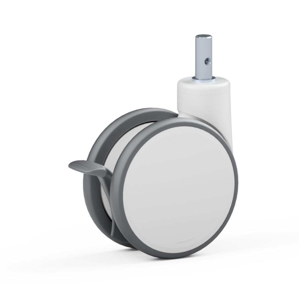 4.SSA0.FQH0, Double swivel castor, ∅ 150 mm, Ball bearing, TPU, Plain stem with transversal bore