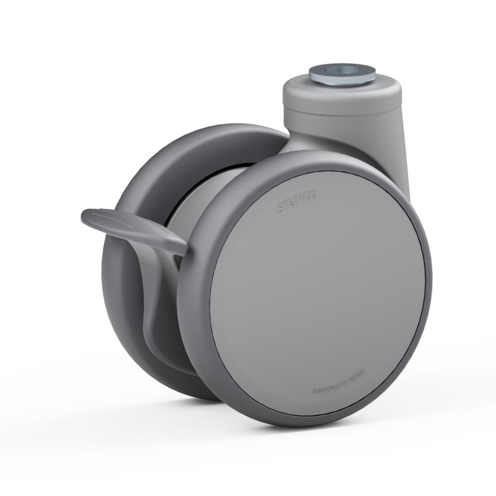 4.YQR0.FMA0, Rueda giratoria doble, ∅ 100 mm, Cojinete a bolas, TPU, Agujero pasante para