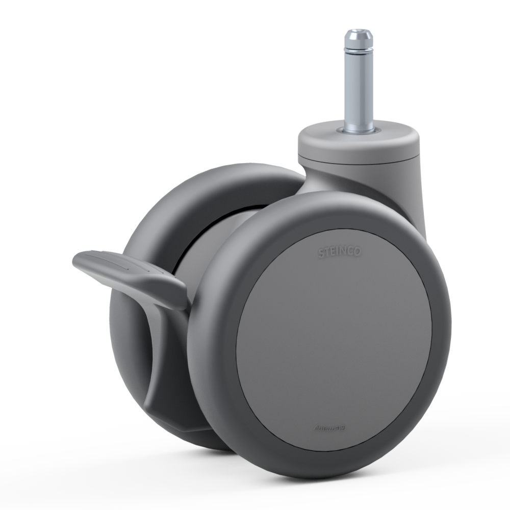 4.RUY0.DGA0, Double swivel castor, ∅ 65 mm, Plain bearing, TPU, Stem with friction ring