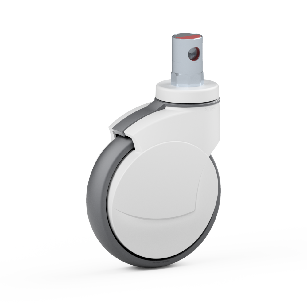 2.ZA30.NNG0, Single wheel swivel castor, ∅ 125 mm, Ball bearing, TPU, Stem for central locking