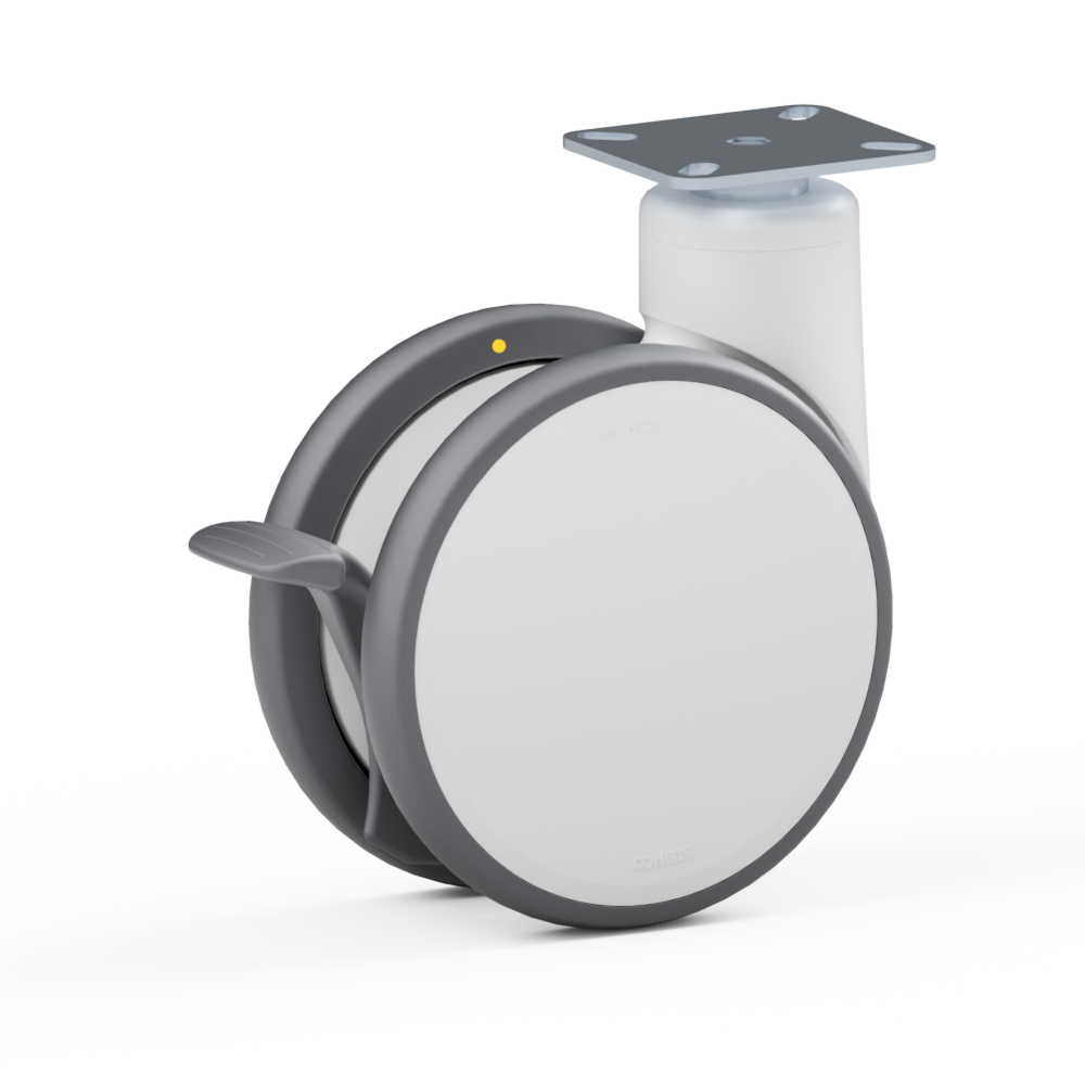 4.SKB0.FQJ0, Rueda giratoria doble, ∅ 150 mm, Cojinete a bolas, TPU, Placa de atornillado