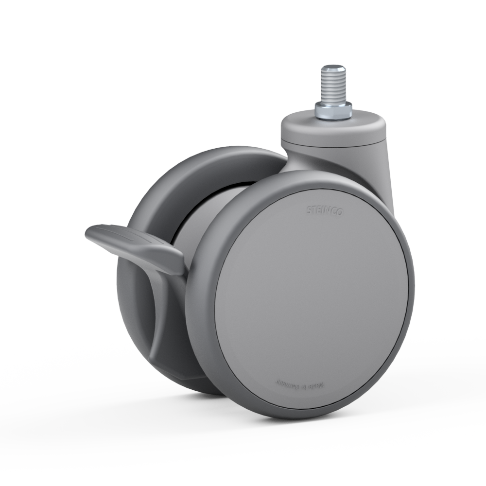 4.R8H0.FMA0, Rueda giratoria doble, ∅ 100 mm, Cojinete a bolas, TPU, Perno roscado