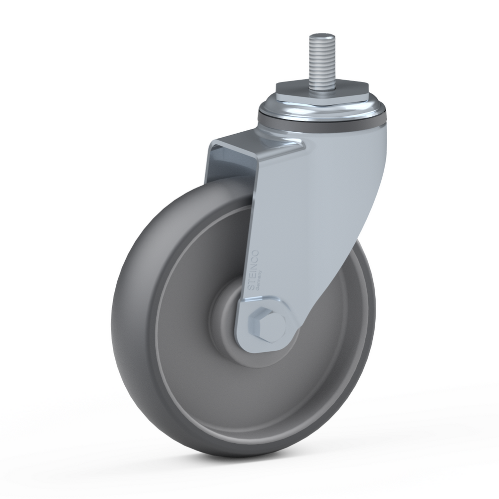 1.LPF0.JLB0, Single wheel swivel castor, ∅ 125 mm, Plain bearing, TPE, Screw