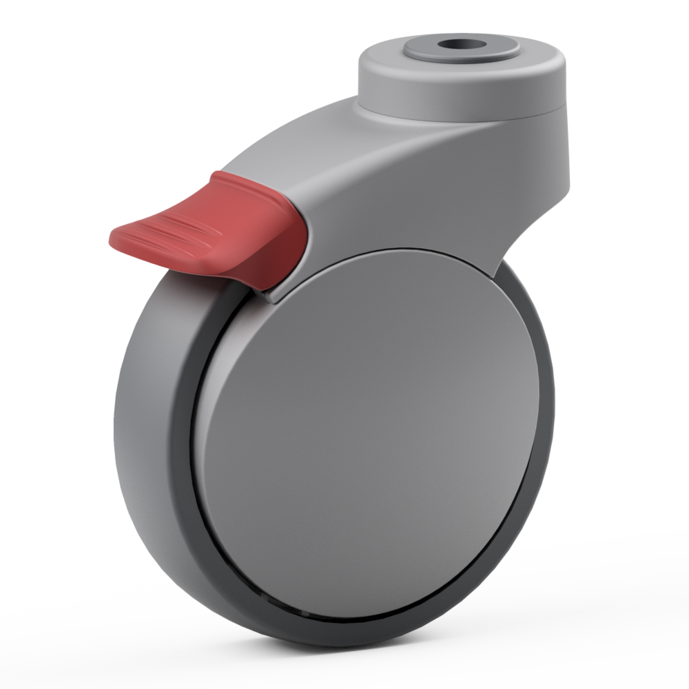 2.XBA0.PW00, Single wheel swivel castor, ∅ 125 mm, Ball bearing, TPU, Bolt hole