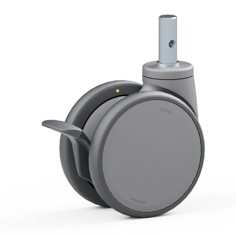 4.SR70.FQJ0, Double swivel castor, ∅ 150 mm, Ball bearing, TPU, Plain stem with transversal bore
