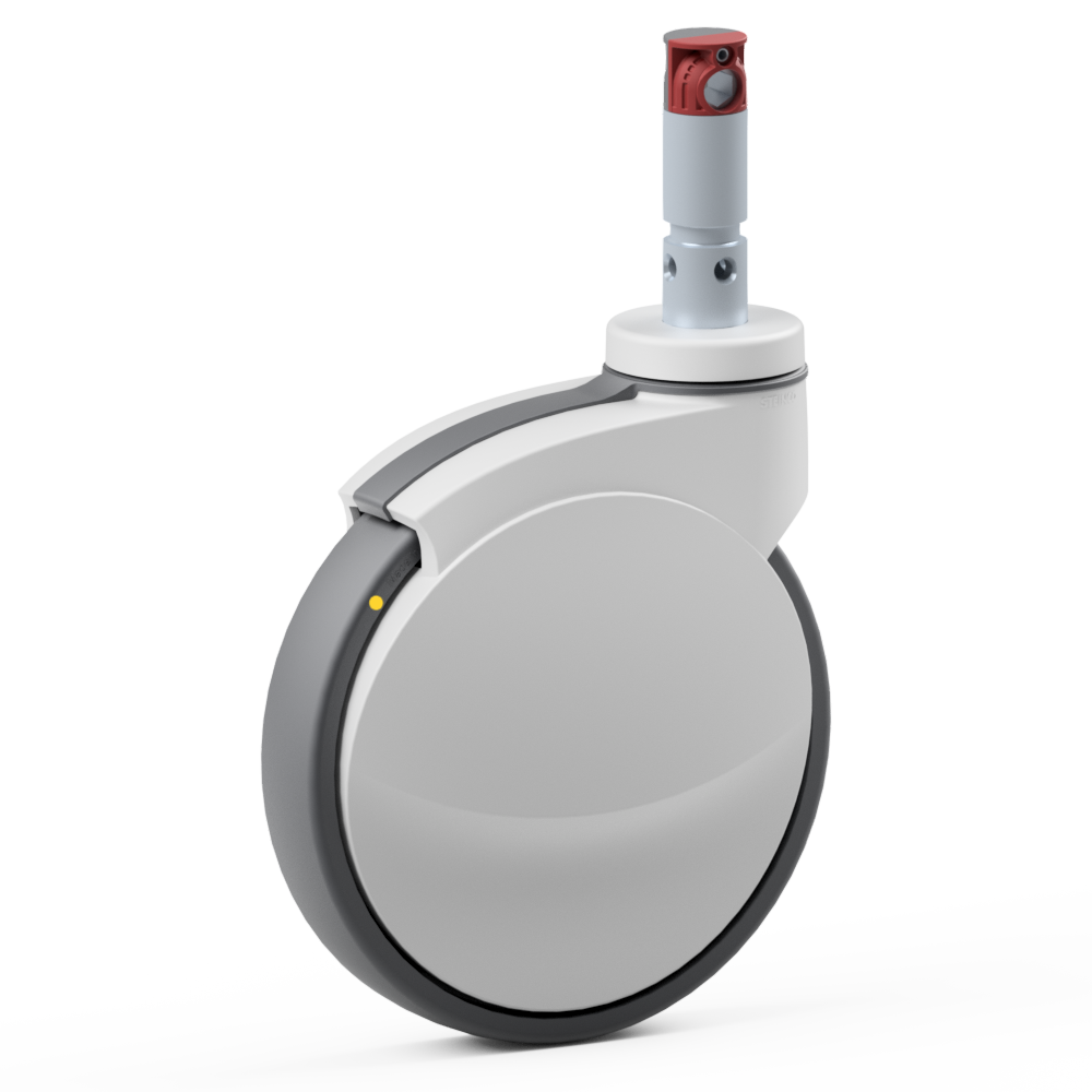 2.Z0Q0.NN10, Single wheel swivel castor, ∅ 125 mm, Ball bearing, TPU, Stem for central locking