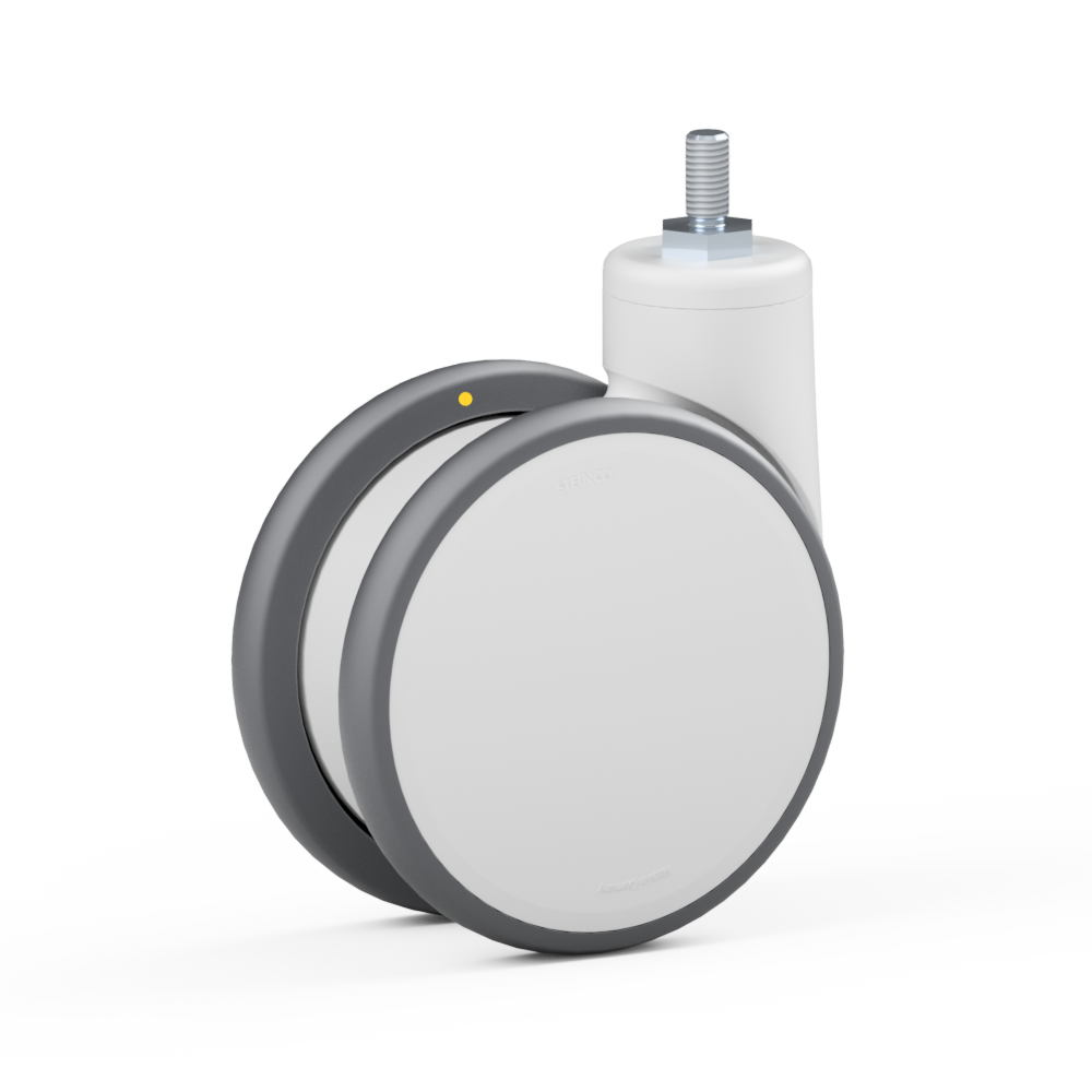 3.SEB0.FQJ0, Rueda giratoria doble, ∅ 150 mm, Cojinete a bolas, TPU, Perno roscado