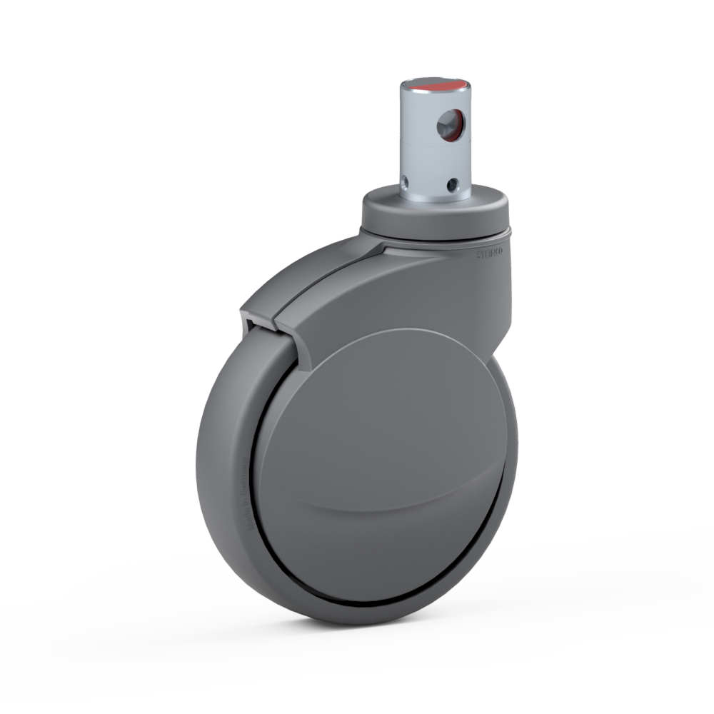 2.Z3C1.NP01, Single wheel swivel castor, ∅ 150 mm, Ball bearing, TPU, Stem for central locking